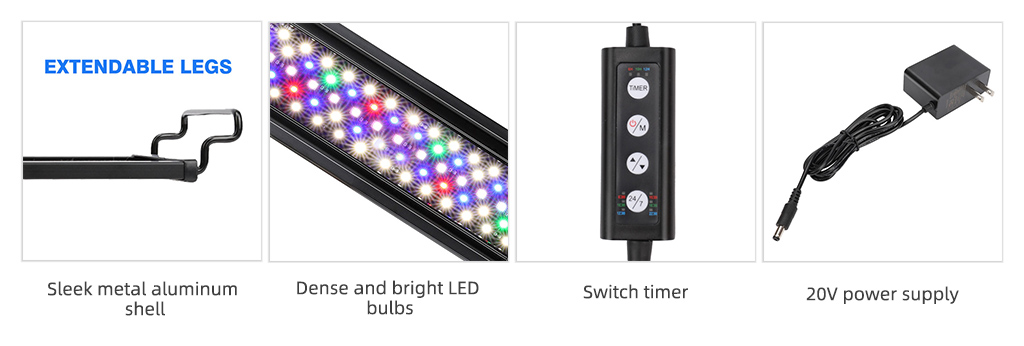 Planted 24/7 Aquarium Extendable LED Light 26w - Hygger