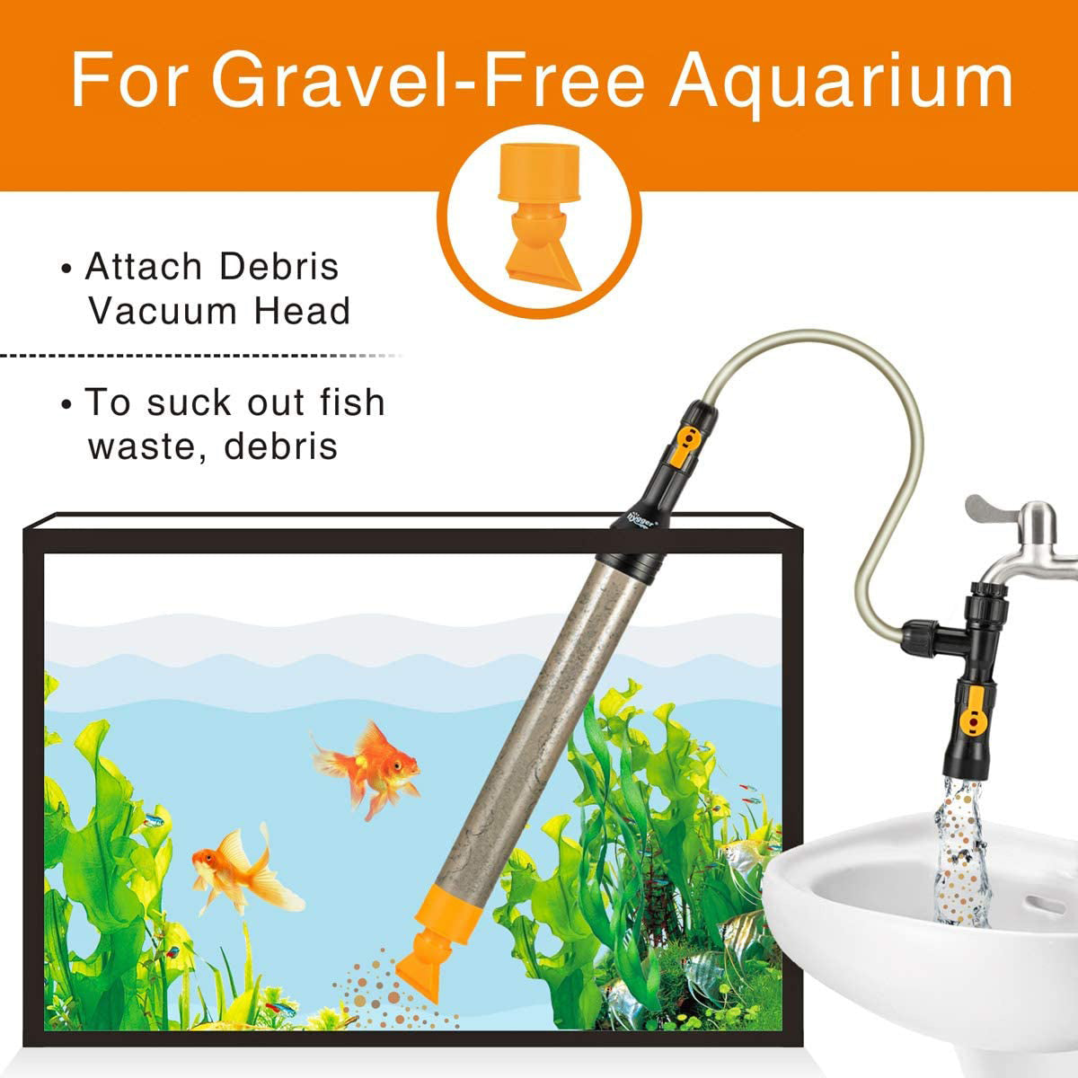 Aquarium Water Changer w/ Metal Faucet Connector 49ft - hygger