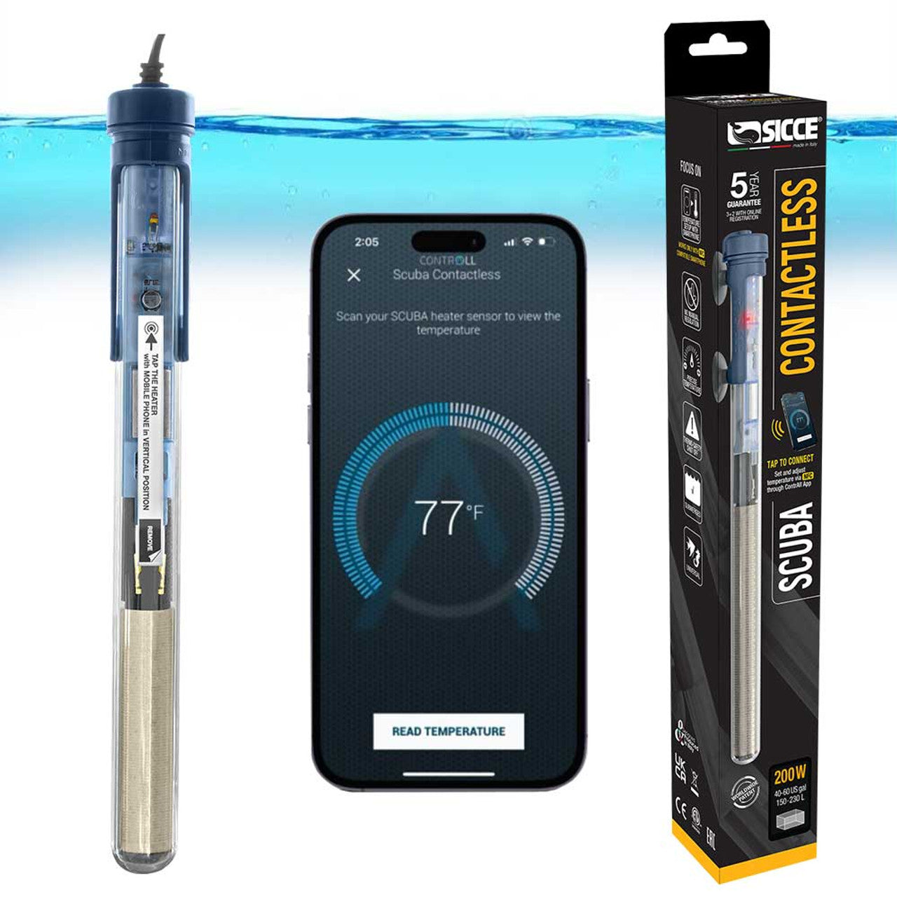 Sicce SCUBA Contactless 250 - Submersible Heater - 250 Watt