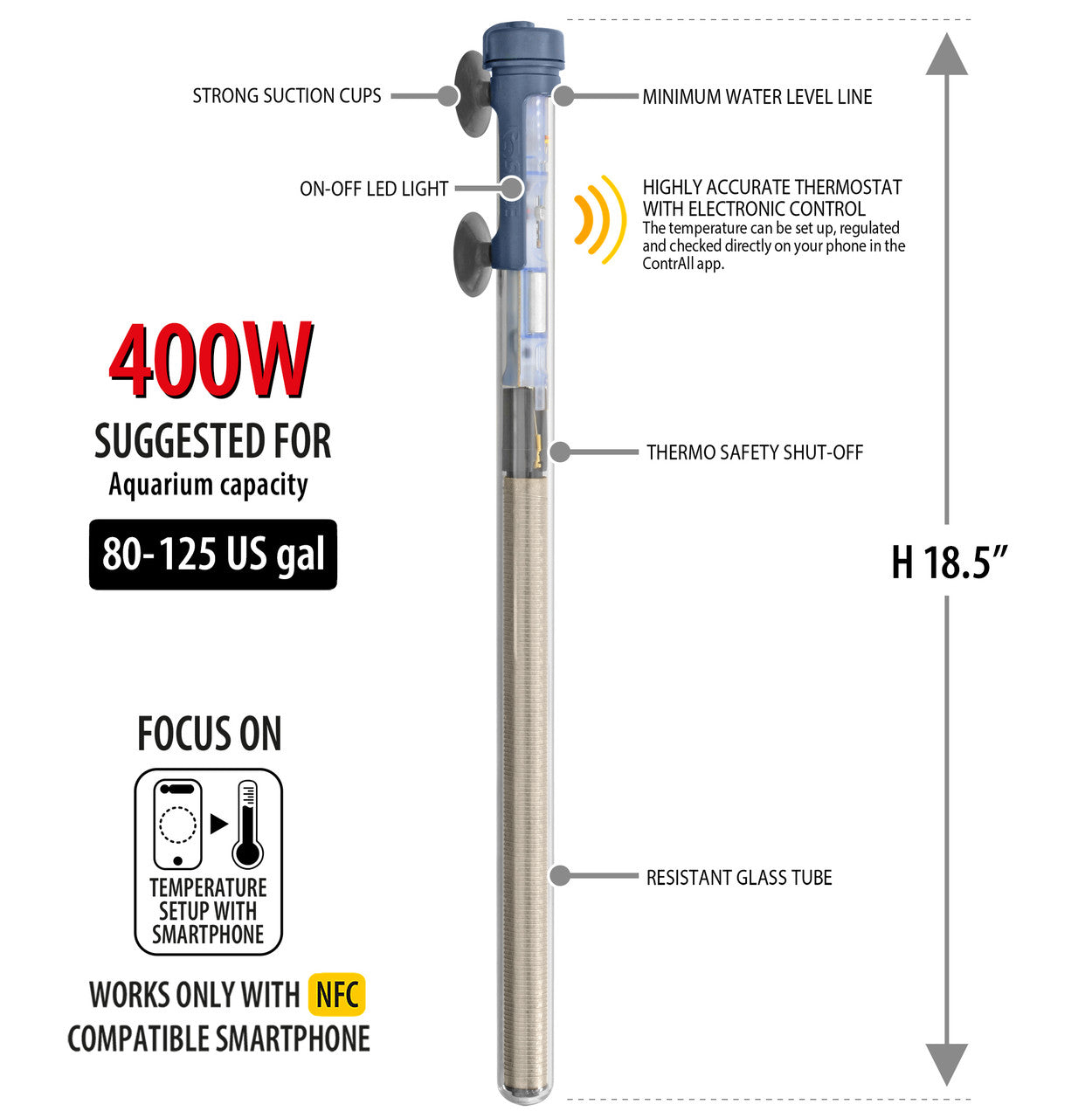 Sicce SCUBA Contactless 400 - Submersible Heater - 400 Watt (Open Box)