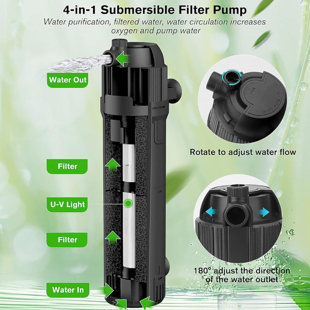 4-IN-1 SUBMERSIBLE U-V FILTER PUMP - Hygger