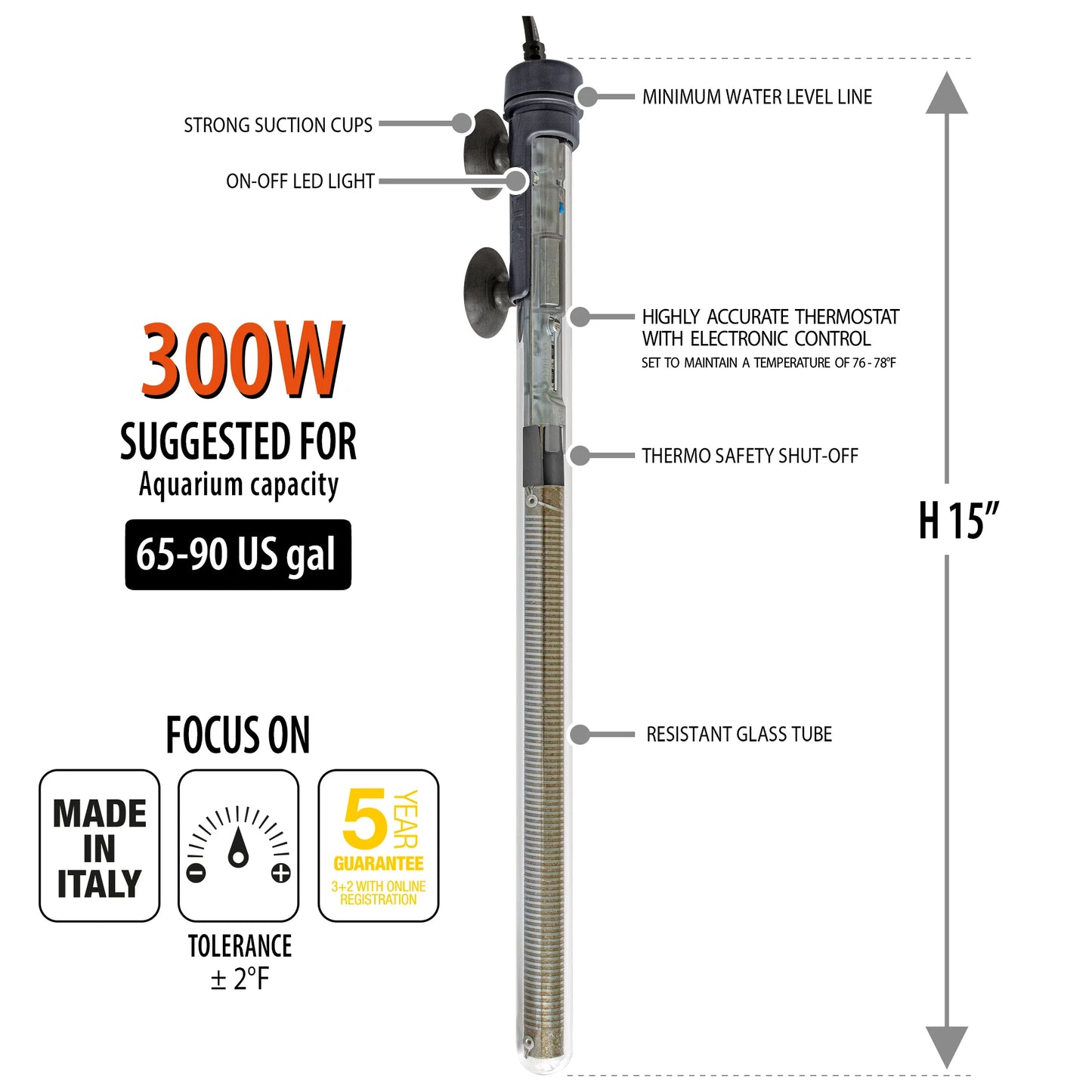 Sicce SCUBA Preset 300 - Submersible Heater - 300 Watt