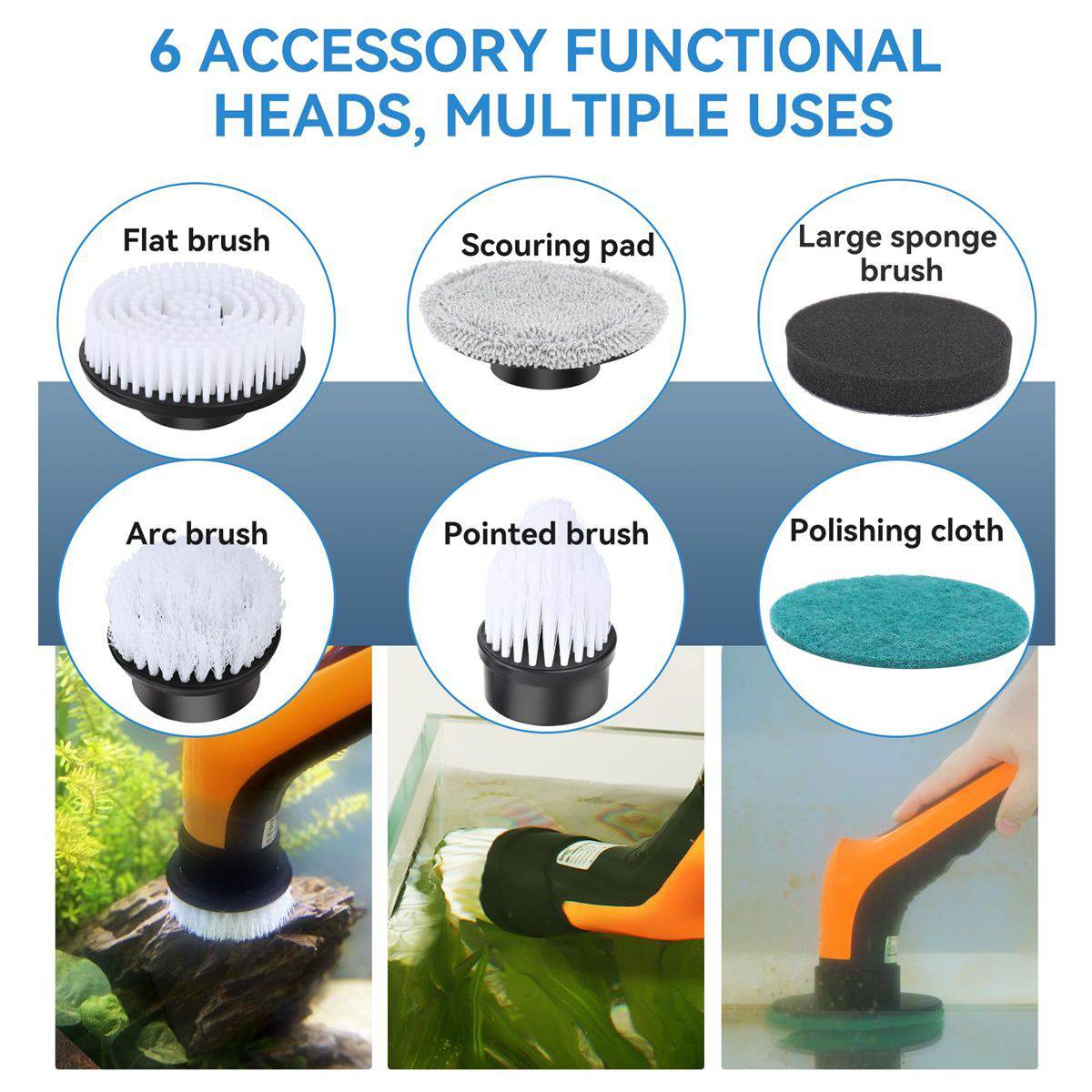 Aquarium Electric Cleaning Brush 6-IN-1 - hygger