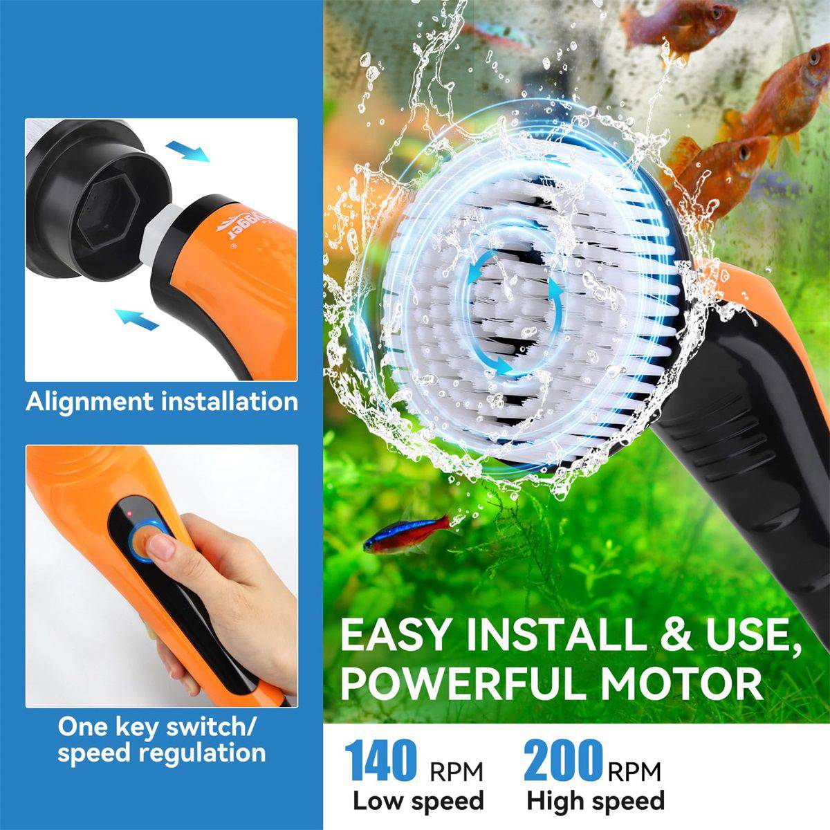 Aquarium Electric Cleaning Brush 6-IN-1 - hygger