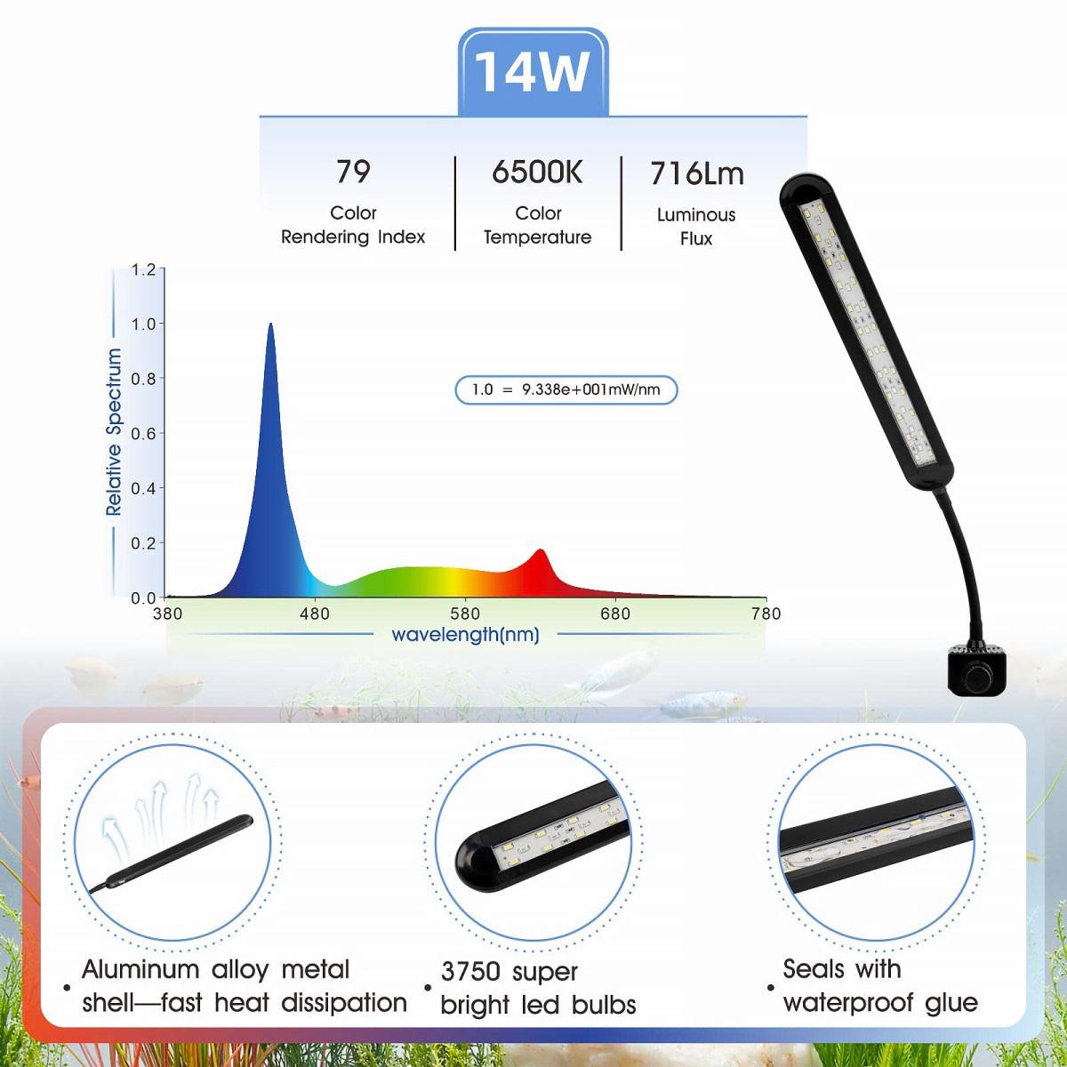 Aquarium Mini Clip On Light Nano LED 6W USB - hygger