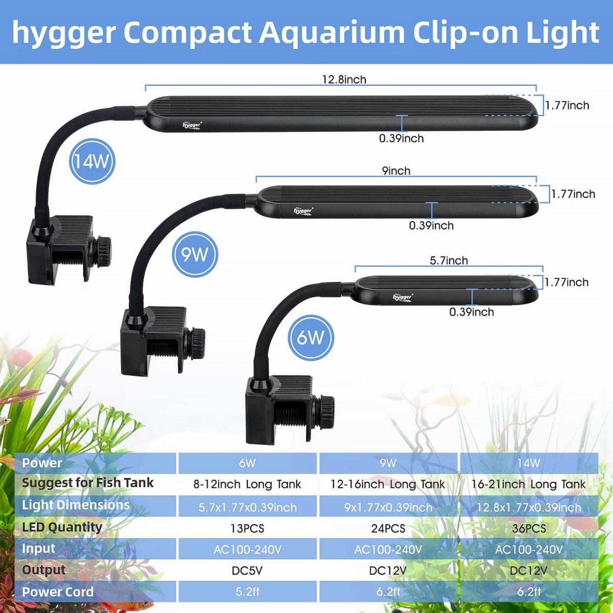 Aquarium Mini Clip On Light Nano LED 6W USB - hygger